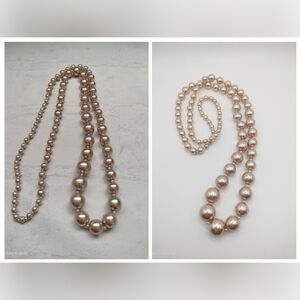 Elegant Women's Pearl Necklace Champagne Opera Style Dressy Feminine Classic